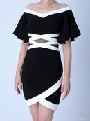 Andy|ANR-OK1597/ワンピース/ミニドレス/タイトドレス/ツーカラー