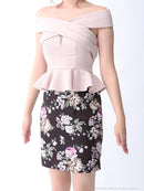 an/AOC-2411|花柄プリント/ミニドレス/セットアップ/ミニドレス/キャバドレスナイトドレス/タイトドレス/オフショル/KT