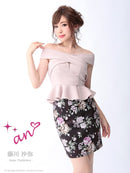 an/AOC-2411|花柄プリント/ミニドレス/セットアップ/ミニドレス/キャバドレスナイトドレス/タイトドレス/オフショル/KT