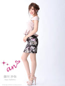 an/AOC-2411|花柄プリント/ミニドレス/セットアップ/ミニドレス/キャバドレスナイトドレス/タイトドレス/オフショル/KT