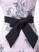 ワンピース/ミニドレス/フラワープリント/リボンベルト/フリルスカートAn|AOC-2471