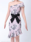 ワンピース/ミニドレス/フラワープリント/リボンベルト/フリルスカートAn|AOC-2471