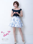 an|AOC-2637|ワンピース/ミニドレス/レース/ツーカラー/フレアスカート/ナイトドレス/キャバドレス/ドレス