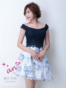 an|AOC-2637|ワンピース/ミニドレス/レース/ツーカラー/フレアスカート/ナイトドレス/キャバドレス/ドレス