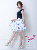 an|AOC-2637|ワンピース/ミニドレス/レース/ツーカラー/フレアスカート/ナイトドレス/キャバドレス/ドレス