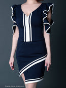 Andy/GMS-V373/セットアップ/ミニドレス/スリット/バイカラー/ツーカラー/タイトワンピース/KT