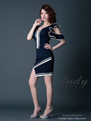 Andy/GMS-V373/セットアップ/ミニドレス/スリット/バイカラー/ツーカラー/タイトワンピース/KT