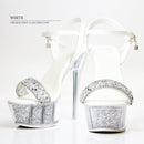 [ビジューワンベルトオープントゥラメハイヒール]AngelR(エンジェルアール)|SH031　ハイヒール /パンプス /オープントゥ/ サンダル /パール/ ビジュー/ ラメ /厚底/ドレス /キャバ シューズ /ドレス /フォーマル /パーティー/ 女子会