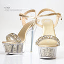 [ビジューワンベルトオープントゥラメハイヒール]AngelR(エンジェルアール)|SH031　ハイヒール /パンプス /オープントゥ/ サンダル /パール/ ビジュー/ ラメ /厚底/ドレス /キャバ シューズ /ドレス /フォーマル /パーティー/ 女子会