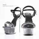 [ビジューワンベルトオープントゥラメハイヒール]AngelR(エンジェルアール)|SH031　ハイヒール /パンプス /オープントゥ/ サンダル /パール/ ビジュー/ ラメ /厚底/ドレス /キャバ シューズ /ドレス /フォーマル /パーティー/ 女子会