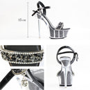 [ビジューワンベルトオープントゥラメハイヒール]AngelR(エンジェルアール)|SH031　ハイヒール /パンプス /オープントゥ/ サンダル /パール/ ビジュー/ ラメ /厚底/ドレス /キャバ シューズ /ドレス /フォーマル /パーティー/ 女子会